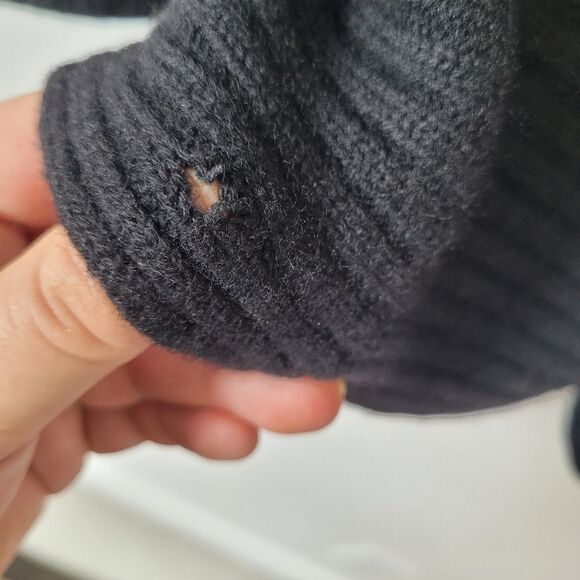 Elaine Kim 100% Cashmere Turtleneck Sweater Black Lagenlook Hanky Hem Medium - Picture 8 of 12